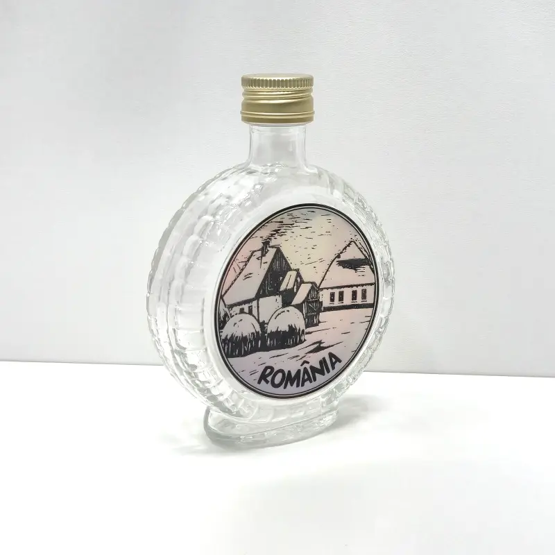 Romania, sticla rotunda plosca 100 ml, cu mesaj, model divgs320 04